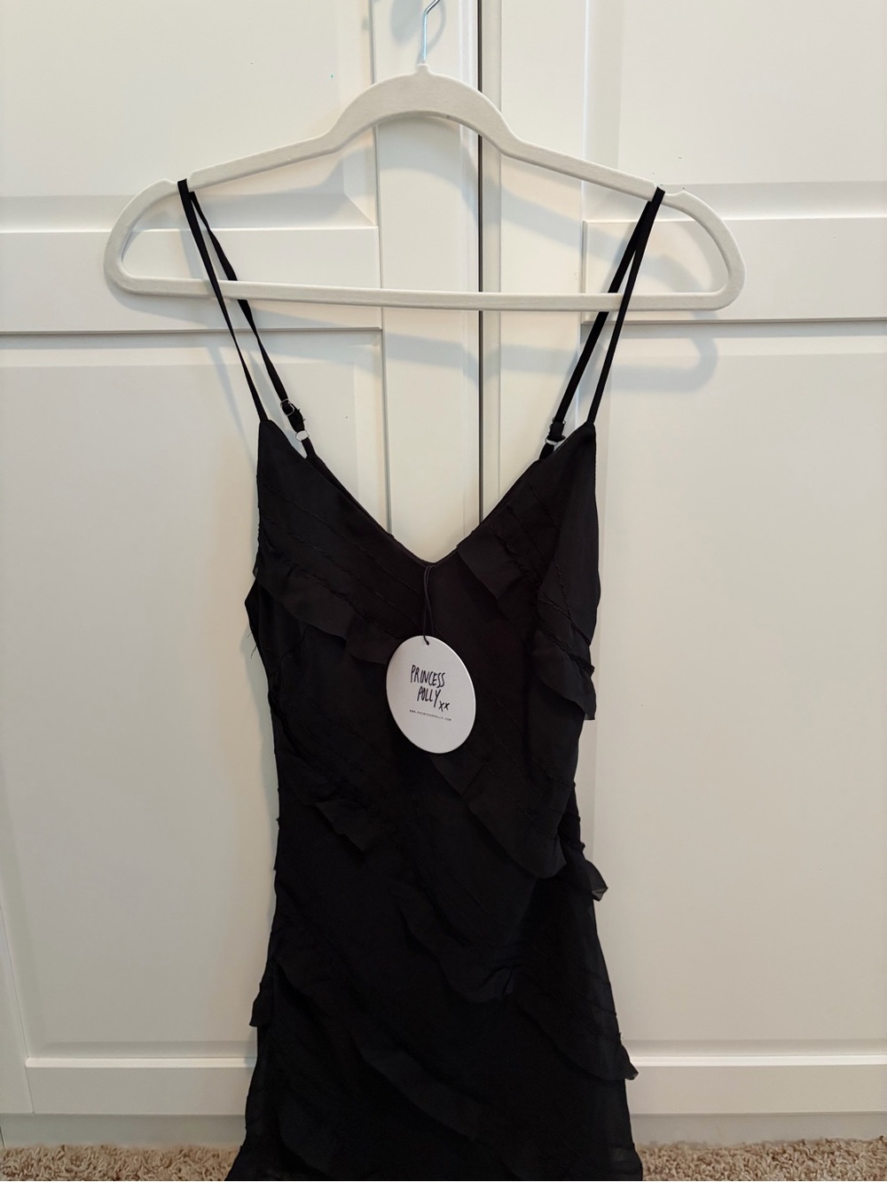 Princess Polly Black Ruffle Slip Mini Dress